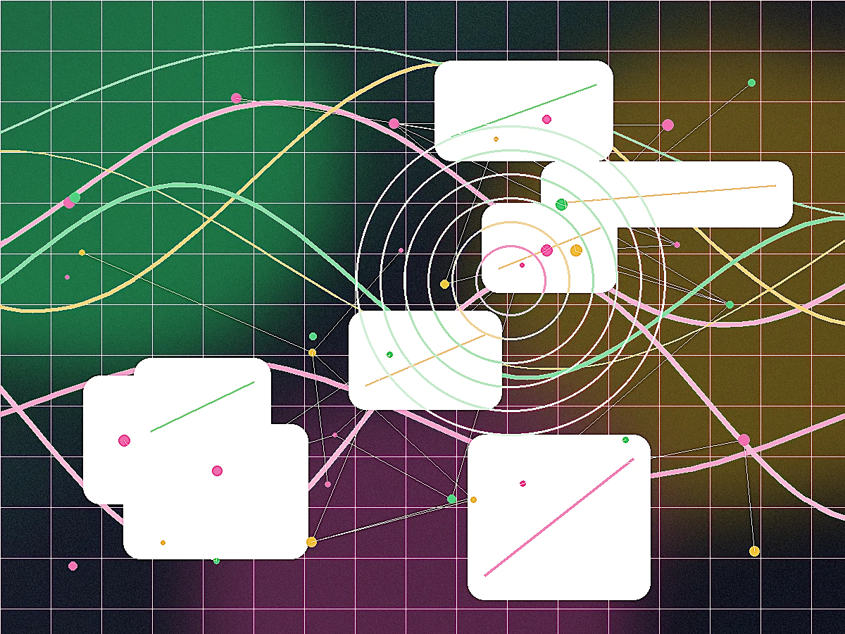 Signal Garden digital artwork with depth and connected signal lines